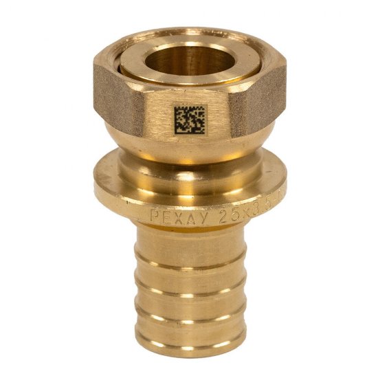 Соединитель прямой Рехау латунный 25 мм х 3/4 ВР(г) с накидной гайкой (11097131001)
