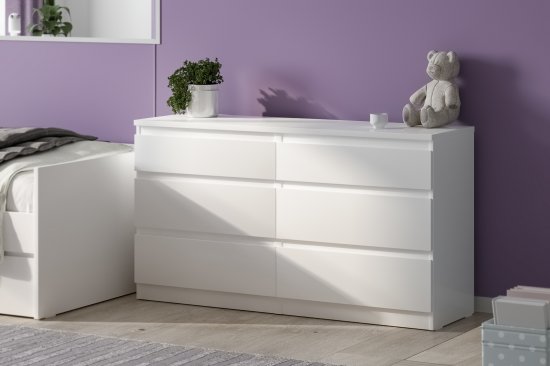 Комод Праксис 6 ящиков 129.7x71.4x39.6 см ЛДСП цвет белый