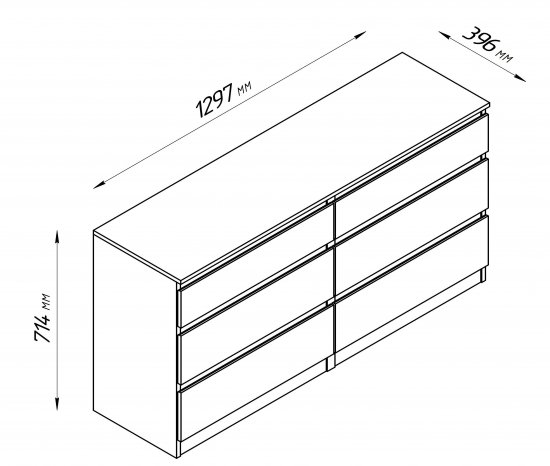 Комод Праксис 6 ящиков 129.7x71.4x39.6 см ЛДСП цвет белый