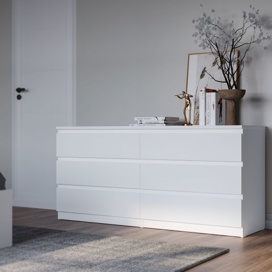 Комод Праксис 6 ящиков 129.7x71.4x39.6 см ЛДСП цвет белый