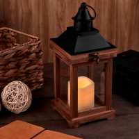 Светящаяся электрическая фигура Фонарь со свечкой для дома 1 лампа 35 см коричневый