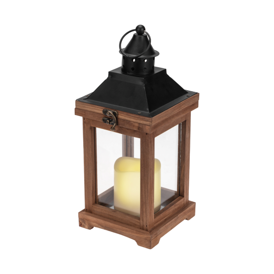 Светящаяся электрическая фигура Фонарь со свечкой для дома 1 лампа 35 см коричневый