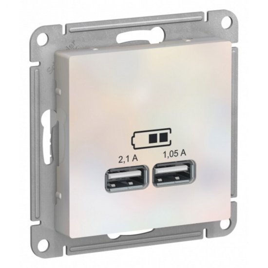 Розетка USB Systeme Electric AtlasDesign встраиваемая жемчуг 2хUSB-А (ATN000433)
