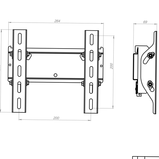 Кронштейн для ТВ настенный не поворотный 28.5x10.5 см цвет черный