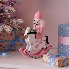 Декоративная фигура Щелкунчик на коне 30x24.5 см розовый