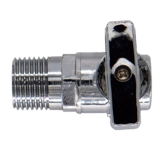 Кран шаровой латунный СТМ 1/2 ВР(г) х 1/2 НР(ш) к бытовой технике бабочка с отражателем угловой (CAMF1212)