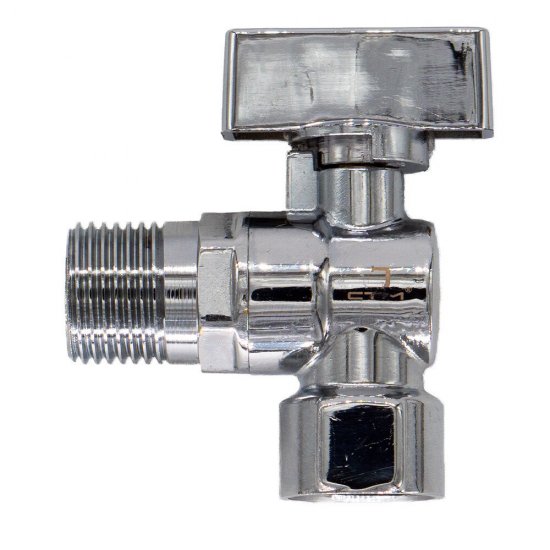 Кран шаровой латунный СТМ 1/2 ВР(г) х 1/2 НР(ш) к бытовой технике бабочка с отражателем угловой (CAMF1212)