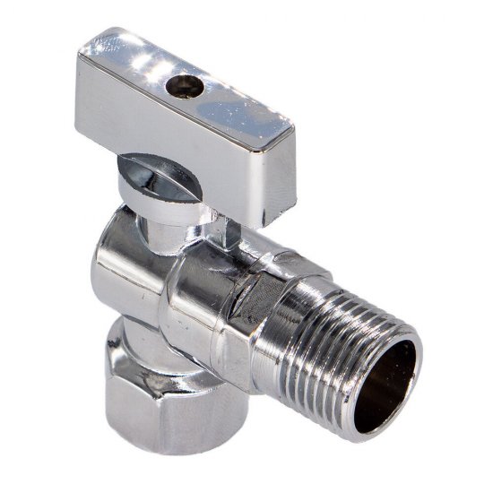 Кран шаровой латунный СТМ 1/2 ВР(г) х 1/2 НР(ш) к бытовой технике бабочка с отражателем угловой (CAMF1212)