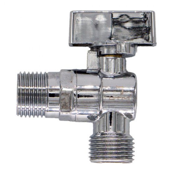 Кран шаровой латунный СТМ 1/2 НР(ш) х 1/2 НР(ш) к бытовой технике бабочка с отражателем угловой (CAMR1212)