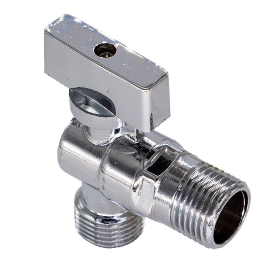 Кран шаровой латунный СТМ 1/2 НР(ш) х 1/2 НР(ш) к бытовой технике бабочка с отражателем угловой (CAMR1212)