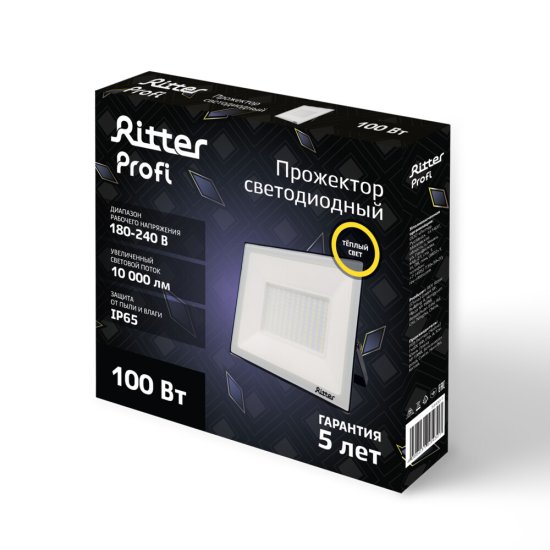 Прожектор светодиодный Ritter Profi 2700К 100 Вт IP65 черный