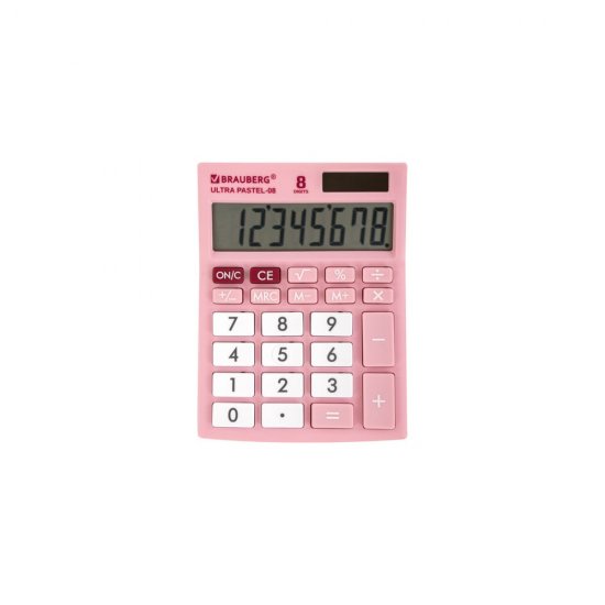 Настольный компактный калькулятор BRAUBERG ULTRA PASTEL-08-PK