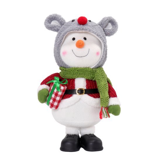 Декоративная фигура Снеговик в шапочке мишки 28x15 см