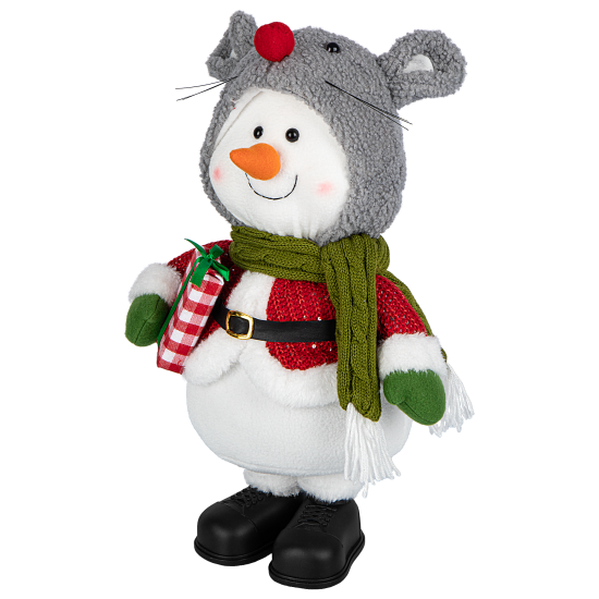 Декоративная фигура Снеговик в шапочке мишки 28x15 см