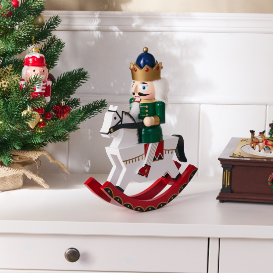 Декоративная фигура Щелкунчик на коне 30x24.5 см красный