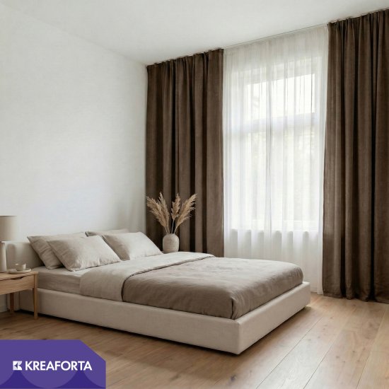 Штора на ленте со скрытыми петлями KREAFORTA Рим 200x310 см цвет коричневый