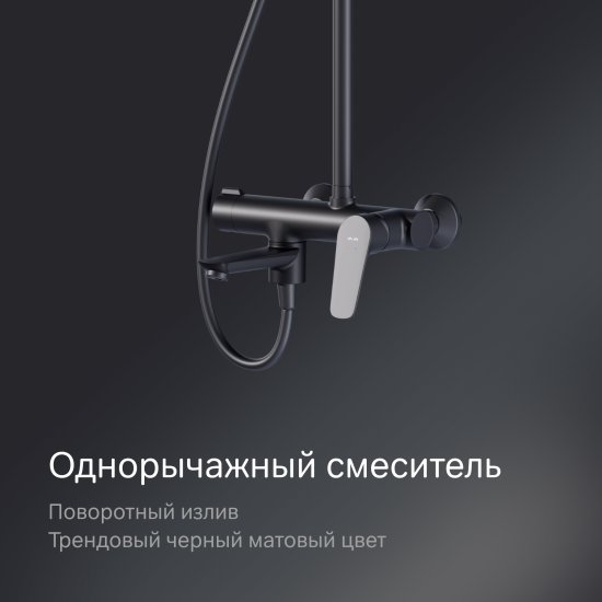 Душевая система AM.PM Drive F079U922 со смесителем 1 режим цвет черный матовый