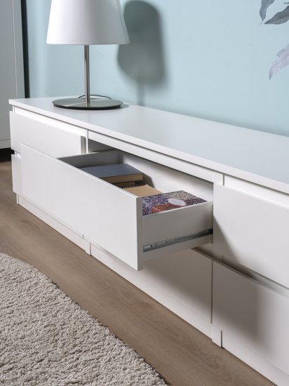 Тумба под телевизор Шведский стандарт Праксис 194.4x54.2x39.6 см ЛДСП цвет белый