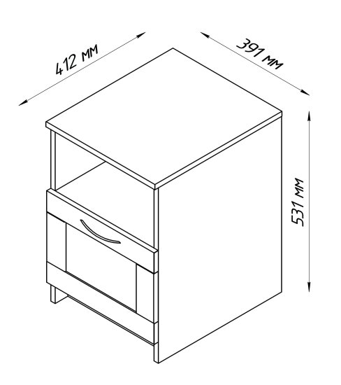 Тумба прикроватная 1 ящик Шведский стандарт Сириус 39.1x53.1x41.2 см ЛДСП цвет белый