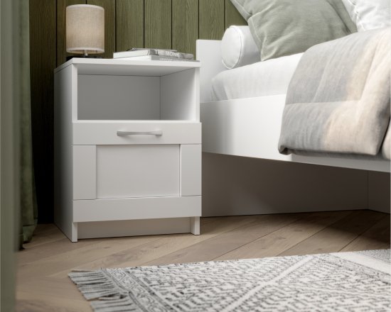 Тумба прикроватная 1 ящик Шведский стандарт Сириус 39.1x53.1x41.2 см ЛДСП цвет белый