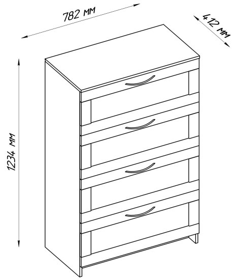 Комод Шведский стандарт Сириус 4 ящика 78.2x123.4x41.2 см ЛДСП цвет белый