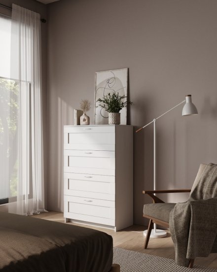 Комод Шведский стандарт Сириус 4 ящика 78.2x123.4x41.2 см ЛДСП цвет белый