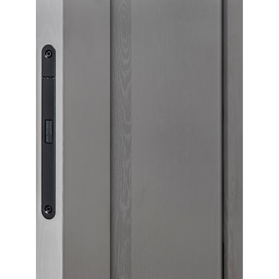 Дверь межкомнатная глухая Альпика 90x220 см полипропилен цвет графит вуд с замком и петлями