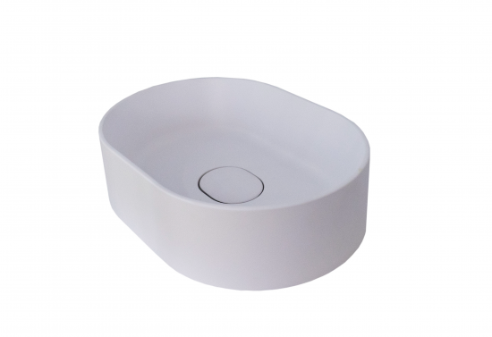Раковина Mira Oval BM накладная 35 см литьевой мрамор цвет белый матовый