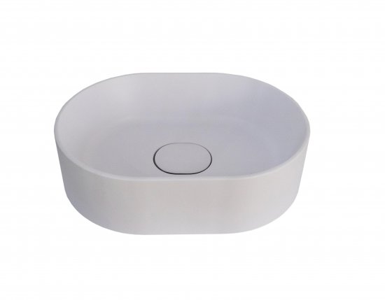 Раковина Mira Oval BM накладная 35 см литьевой мрамор цвет белый матовый