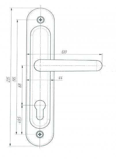 Ручка дверная на планке HP 168, цвет медь