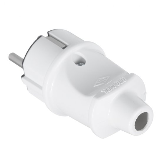 Вилка прямая с заземлением 16 А 230 В Makel белая (10002)