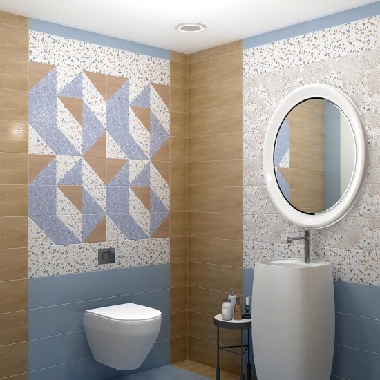 Плитка декор Нефрит Террацио синяя 600x200x9 мм