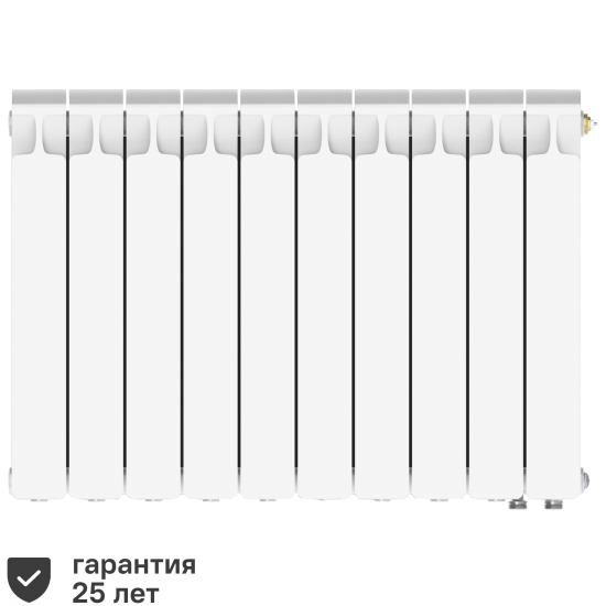 Радиатор секционный Rifar Monolit 500/100 биметалл 10 секций нижнее правое подключение цвет белый