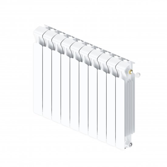 Радиатор секционный Rifar Monolit 500/100 биметалл 10 секций нижнее правое подключение цвет белый