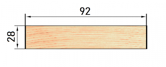 Полок 28x92x2000 мм Осина сорт Экстра прямой с фаской угла