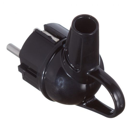 Вилка угловая с заземлением 16 А 250 В Makel с кольцом черная (10038)