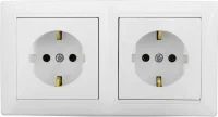 Розетка двойная Bylectrica РА16-752 с заземлением с крышкой цвет белый