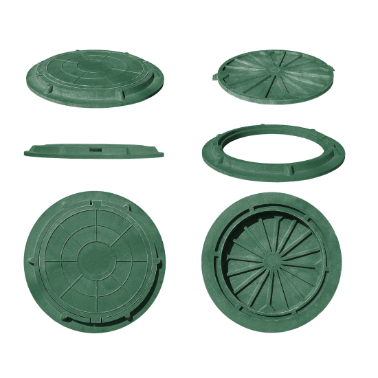 Полимерпесчаный люк колодца ø580 мм 1.5 т цвет зелёный