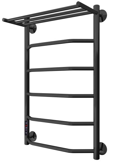 Полотенцесушитель электрический Арго Флоран Гранд 500x700 мм 185 Вт с полкой лесенка цвет черный