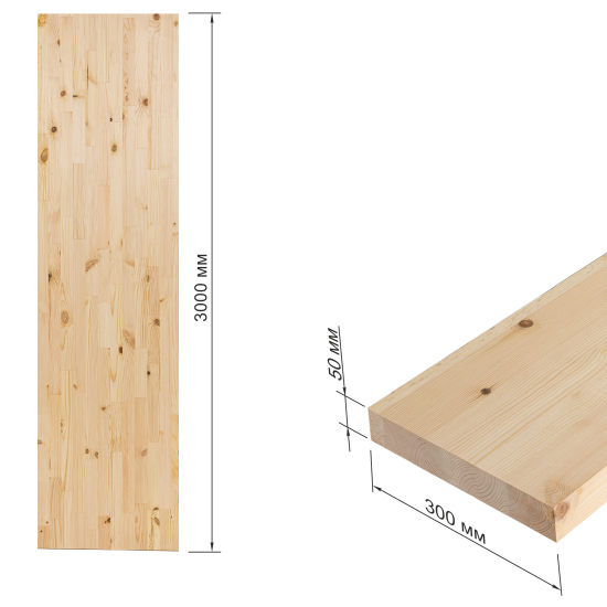 Тетива сращенная хвоя сорт АВ 50x300x3000 мм