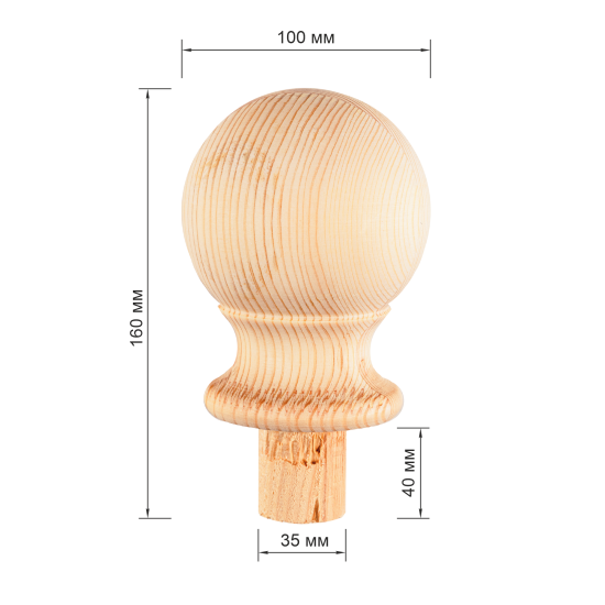 Шар для столба с ножкой круглый сращенный хвоя сорт Экстра 100 мм