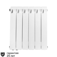 Радиатор секционный Rifar Monolit 500/100 биметалл 6 секций нижнее левое подключение цвет белый