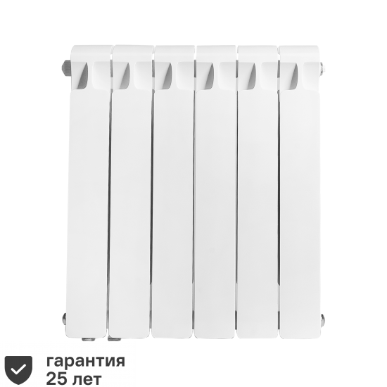 Радиатор секционный Rifar Monolit 500/100 биметалл 6 секций нижнее левое подключение цвет белый