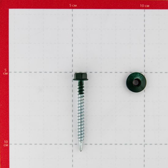 Саморезы кровельные с буром 50х4,8 мм металл-дерево зеленые RAL 6005 (40 шт.)