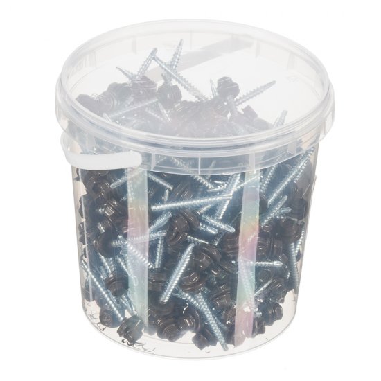 Саморезы кровельные с буром 50х4,8 мм металл-дерево темно-коричневые RR 32 Daxmer (250 шт.)