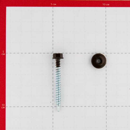 Саморезы кровельные с буром 50х4,8 мм металл-дерево темно-коричневые RR 32 Daxmer (250 шт.)