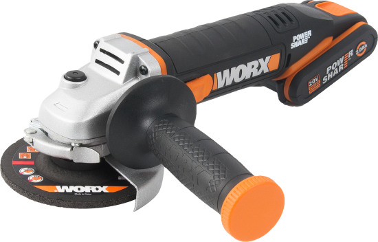 УШМ аккумуляторная Worx WX800, 20 В Li-ion 2x2 Ач, 115 мм