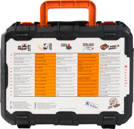 УШМ аккумуляторная Worx WX800, 20 В Li-ion 2x2 Ач, 115 мм