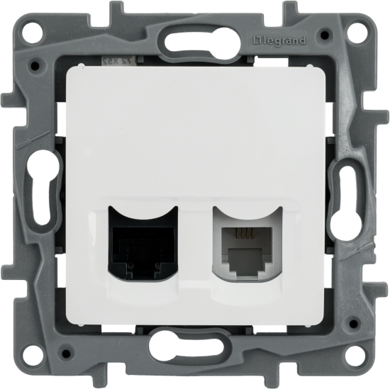 Розетка двойная RJ11+RJ45 категория 5e UTP - Legrand Etika - белый