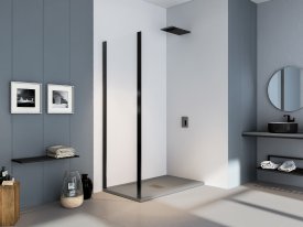 Душевая перегородка Makiato SP-80-C-В, 185x80 см черный профиль прозрачное стекло